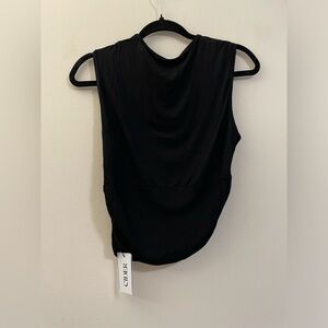 NWT Cider Asymmetrical Black Sleeveless Crop Top -‎ L